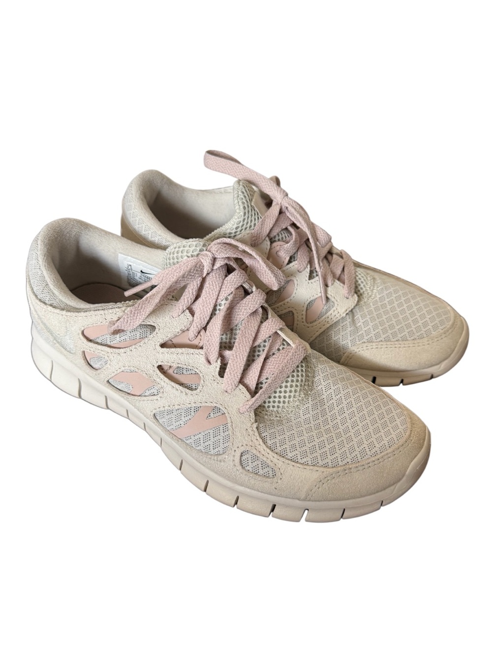 Nike Women's Free Run 2 Sneakers in Light Pink and White/Platinum-Size 7.5